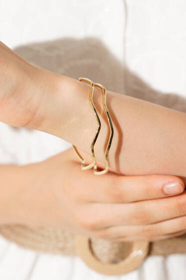 2'li Zikzak Desen Ajda Bilezik Gold - Bileklik