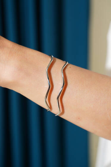 2'li Zikzak Desen Ajda Bilezik Gümüş - Bileklik