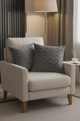 2'li Zikzak Desenli Yastık Kılıfı Antrasit - HOBBY HOME