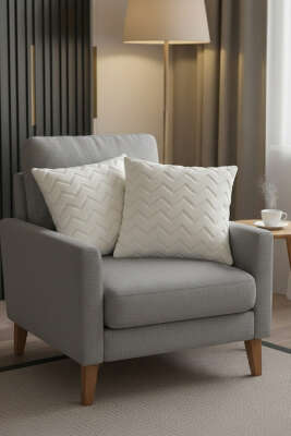 2'li Zikzak Desenli Yastık Kılıfı Ekru - HOBBY HOME