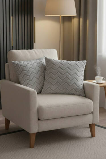 2'li Zikzak Desenli Yastık Kılıfı Gri - Yastık Kılıfı