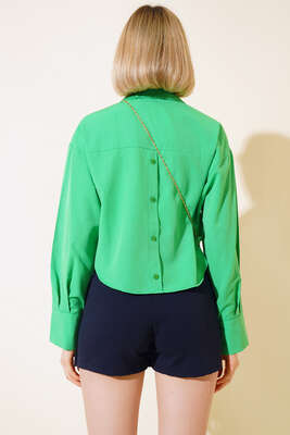 3401 Kısa Gömlek Yeşil - Kadın Giyim Modelleri