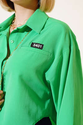 3401 Kısa Gömlek Yeşil - Thumbnail