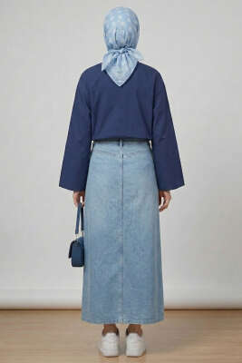 3D Çiçek Aplikeli Gömlek Lacivert - Günün Kombini