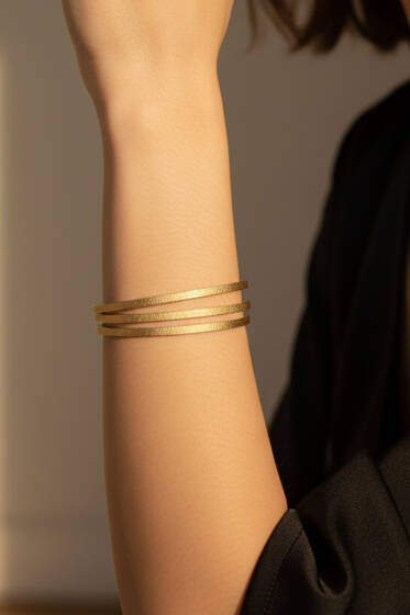 3'lü 65 mm Simli Ajda Bilezik Gold - Bileklik