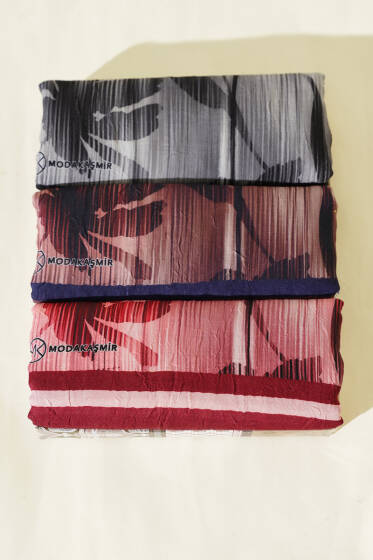 3'lü Akvarel Desen Bambu Kraş Şal Seti Asorti - Desenli Şal Seti