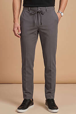 3'lü Bel Lastikli Dar Paça Erkek Kumaş Pantolon Asorti 3 - Erkek Pantolon