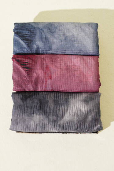 3'lü Ebruli Desen Müslin Şal Seti Asorti - Desenli Şal Seti