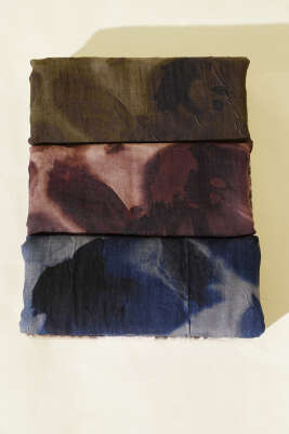 3'lü Ebruli Desenli Bambu Kraş Şal Seti Asorti 1 