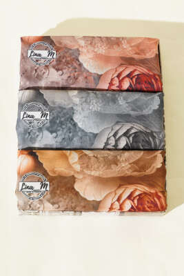 3'lü Gül Desenli Soft Şal Seti Asorti 2 - MODA KAPRİS