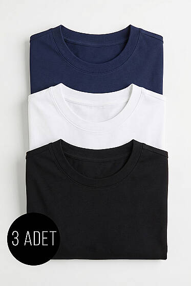 3'lü Kısa Kollu Oversize Erkek T-shirt Asorti 1 - Babalar Günü