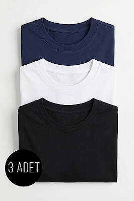 3'lü Kısa Kollu Oversize Erkek T-shirt Asorti 1 