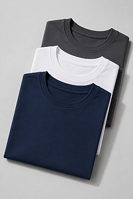 3'lü Kısa Kollu Oversize Erkek T-shirt Asorti 10 