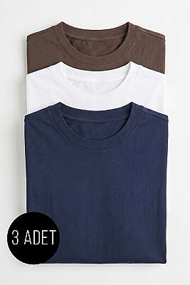 3'lü Kısa Kollu Oversize Erkek T-shirt Asorti 3 - DESTİNA