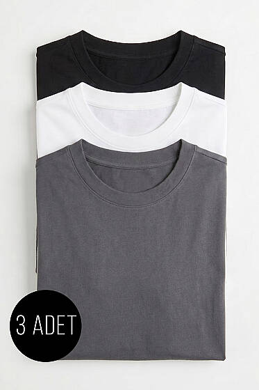 3'lü Kısa Kollu Oversize Erkek T-shirt Asorti 4 - Babalar Günü
