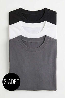 3'lü Kısa Kollu Oversize Erkek T-shirt Asorti 4 - DESTİNA