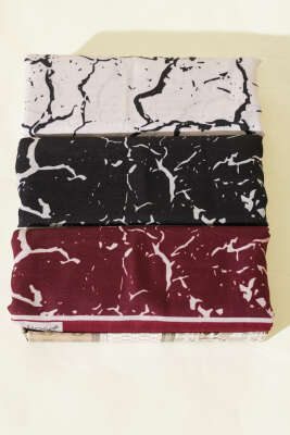 3'lü Mermer Desen Şal Seti Asorti 1 - ECENUR