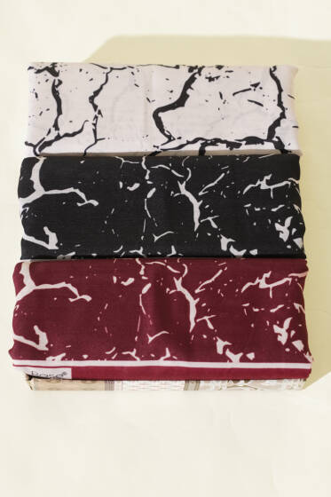 3'lü Mermer Desen Şal Seti Asorti 1 - Desenli Şal Seti