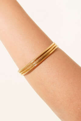 3'lü Motifli Ajda Bilezik Gold - KONYALI BİJUTERİ