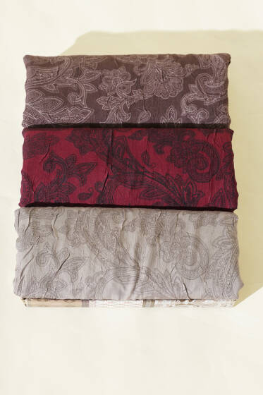 3'lü Retro Desenli Bambu Kraş Şal Seti - Desenli Şal Seti