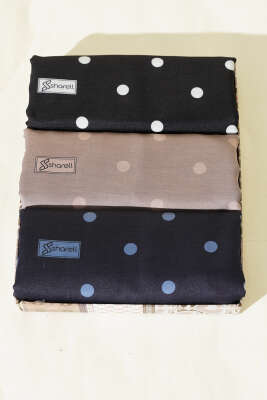 3'lü Retro Puantiye Desenli Şal Seti Asorti - VERTU (NYD TEKSTİL)