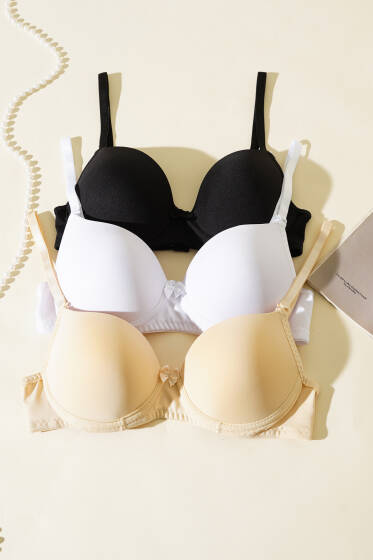 3'lü Silikonlu İçi Boş Sütyen Asorti 1 - İndirim İç Giyim