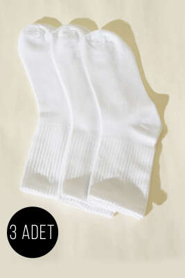 3’lü Kadın Soket Çorap Beyaz - ÜNAL ÇORAP