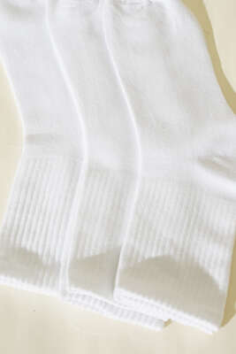 3’lü Kadın Soket Çorap Beyaz - Kadın Çorap