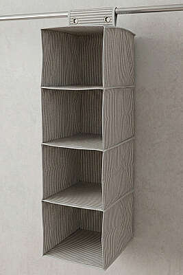 4 Bölmeli Çizgili Askılı Dolap İçi Düzenleyici Gri - DERYA ÇEYİZ