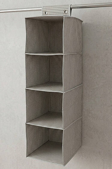 4 Bölmeli Çizgili Askılı Dolap İçi Düzenleyici Gri - Ev Dekorasyon