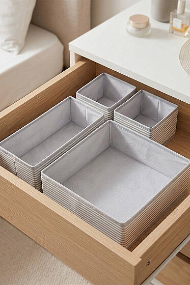 4'lü Çekmece Düzenleyici Seti Gri - Ev Dekorasyon