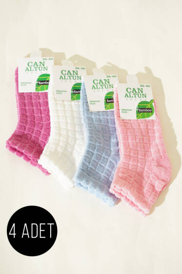 4'lü Kadın Havlu Patik Çorap Asorti 5 - Babet / Patik Çorap