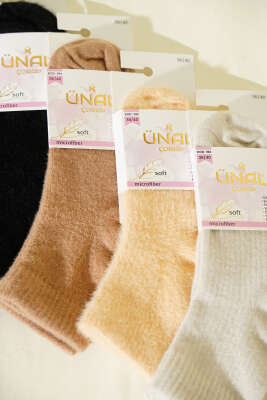 4'lü Paket Kadın Peluş Çorap Seti Asorti 1 - Babet / Patik Çorap