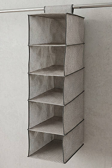 5 Bölmeli Çizgili Askılı Dolap İçi Düzenleyici Gri - Ev Dekorasyon