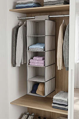 5 Bölmeli Çizgili Askılı Dolap İçi Düzenleyici Gri - Ev Dekorasyon