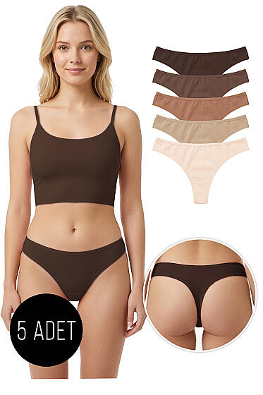 5'li Bikini Külot - Renkli 1 - String Külot