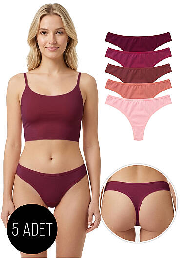 5'li Bikini Külot - Renkli 2 - String Külot