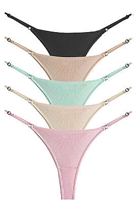 5'li Fitilli Ayarlanabilir Askılı Tanga - Renkli 1 - String Külot
