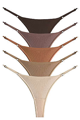 5'li Fitilli Ayarlanabilir Askılı Tanga - Renkli 2 - String Külot