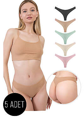 5'li Fitilli Bikini Külot - Renkli 1 - COTTON HILL