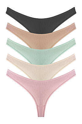 5'li Fitilli Bikini Külot - Renkli 1 - String Külot