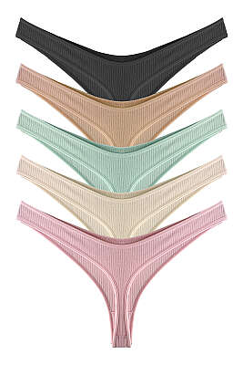 5'li Fitilli Bikini Külot - Renkli 1 - String Külot
