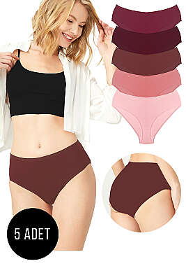 5'Li Geniş Kenarlı Külot Renkli 2 - Slip Külot