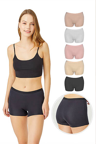 5'lı Lazer Kesim Şort Boxer Asorti - Boxer