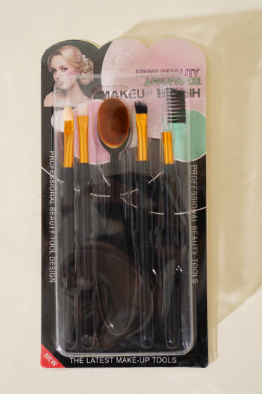 5'li Oval Fondöten Fırçalı Makyaj Fırça Seti Siyah - Makyaj Aksesuarları