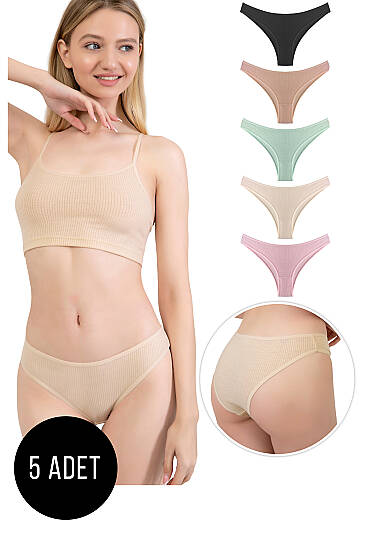 5’li Pastel Renk Külot Renkli - Slip Külot