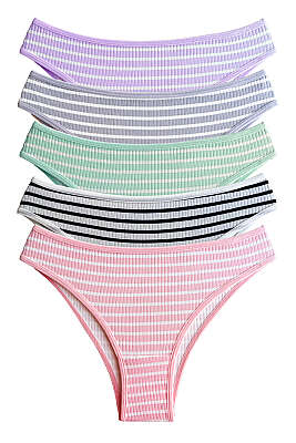 5'li Renkli Fitilli Bikini Külot - Renkli 1 - String Külot