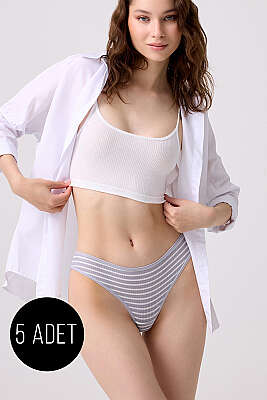 5'li Renkli Fitilli Bikini Külot - Renkli 1 - String Külot