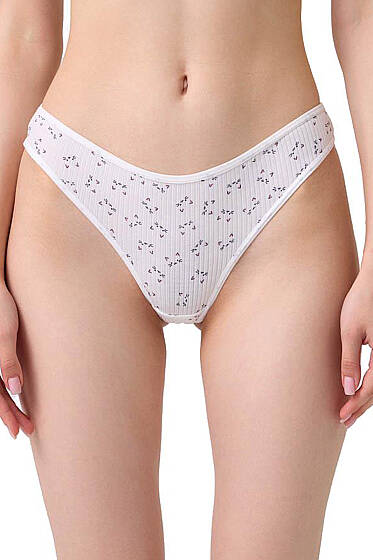 5'li Renkli Fitilli Desenli Bikini Külot - Renkli 1 - String Külot