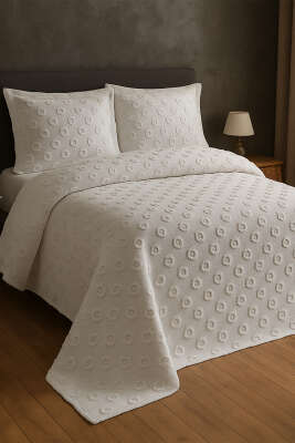 6 Parça Çift Kişilik Pike Takımı Gri 